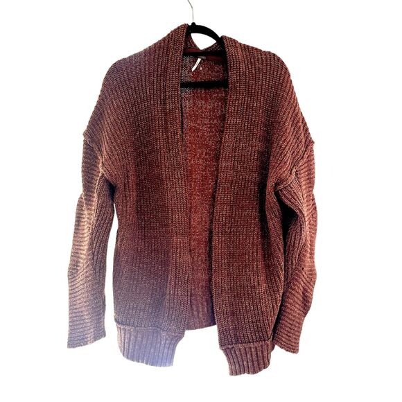 FREE PEOPLE High Hopes Cardi Sweater Brown Small - Picture 4 of 8